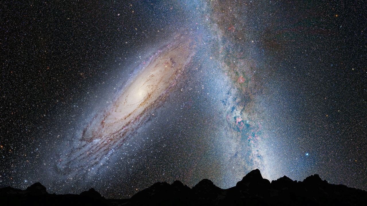 Ilustração de etapa da possível fusão entre a Via Láctea e a vizinha Galáxia Andrómeda 31/05/2012 NASA/ESA/Z. Levay y R. van der Marel/STScI/T. Hallas y A. Mellinger/Divulgação via REUTERS