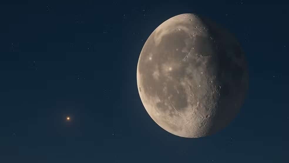 Marte ao lado da Lua - Foto: Urânia Planetário