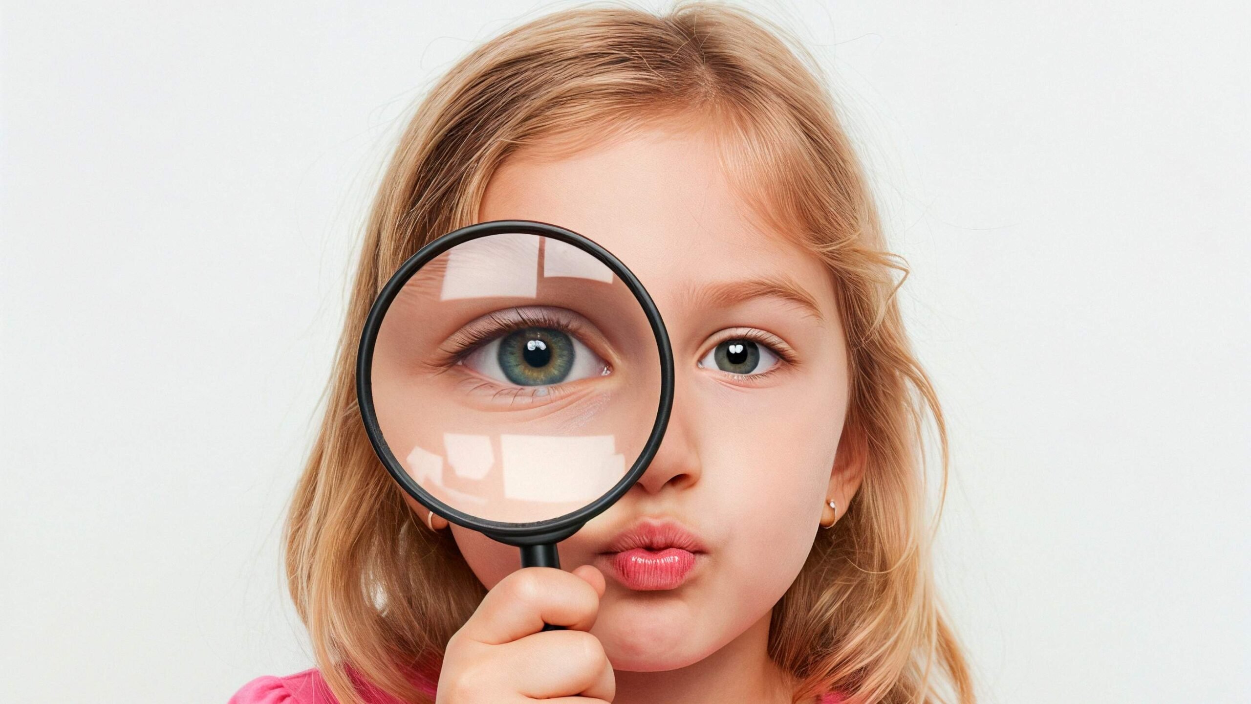 Menina curiosa com lupa